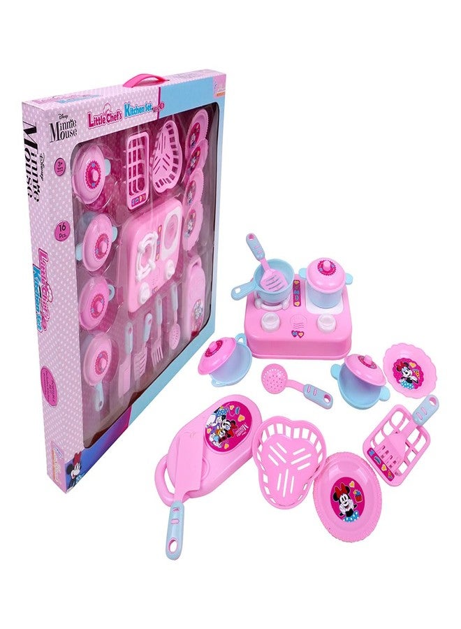 Kriiddaank Minnie Mouse Theme Little Chef's Kitchen Set - Pretend Play Interactive Cooking Set. | Pretend Play Kitchen Set | Cooking & Baking Fun for Kids - Image 1